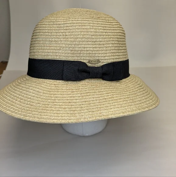 Scala Beige Straw Hat with Black Ribbon and Scala embbem - Picture 2 of 6